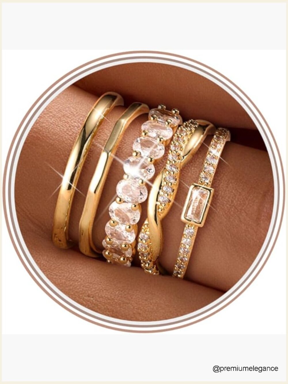 Stackable Rings Set for Women, 14K Gold Plated Thin Wedding Band Ring, Non